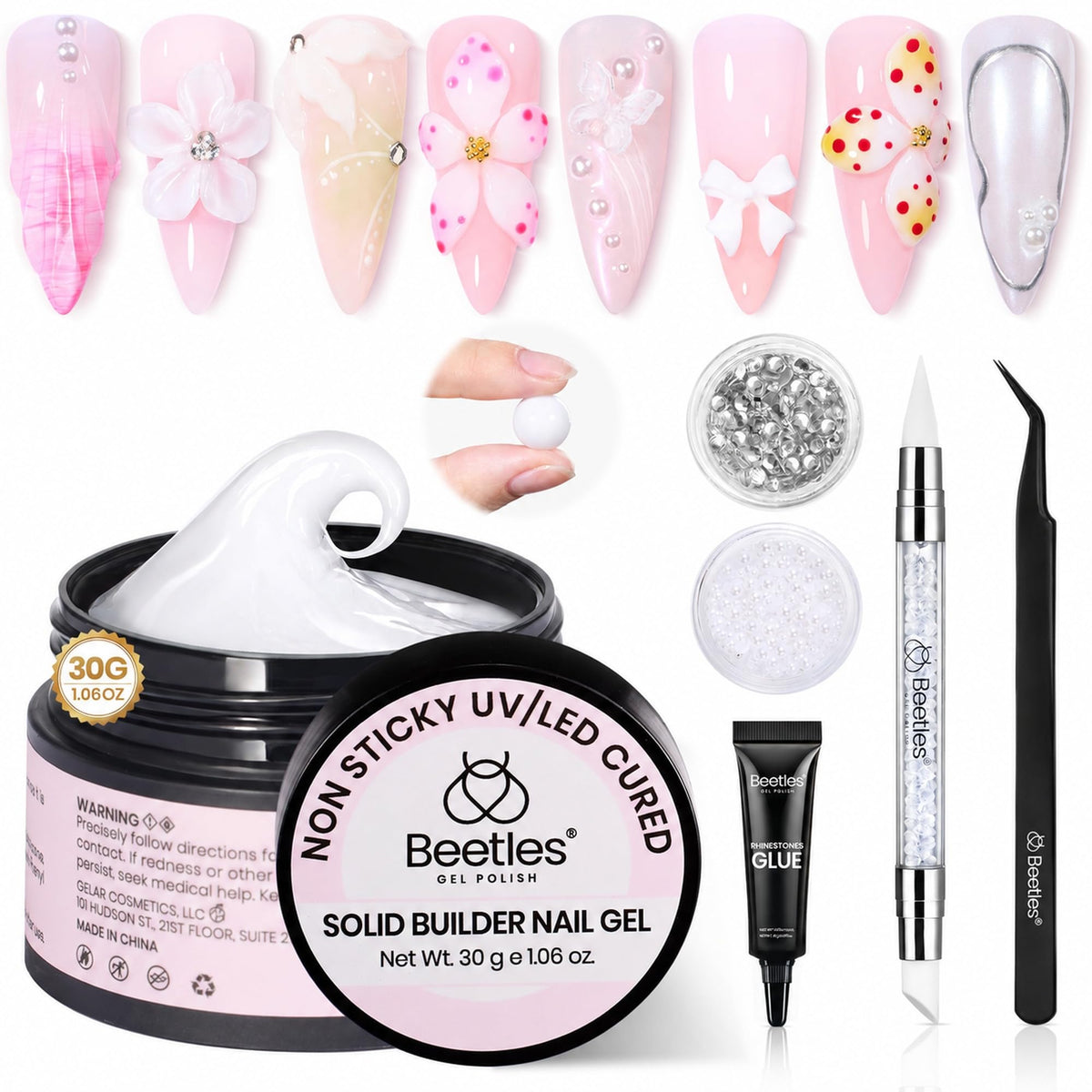 Gel à ongles 3D beetles 30g blanc avec outils inclus