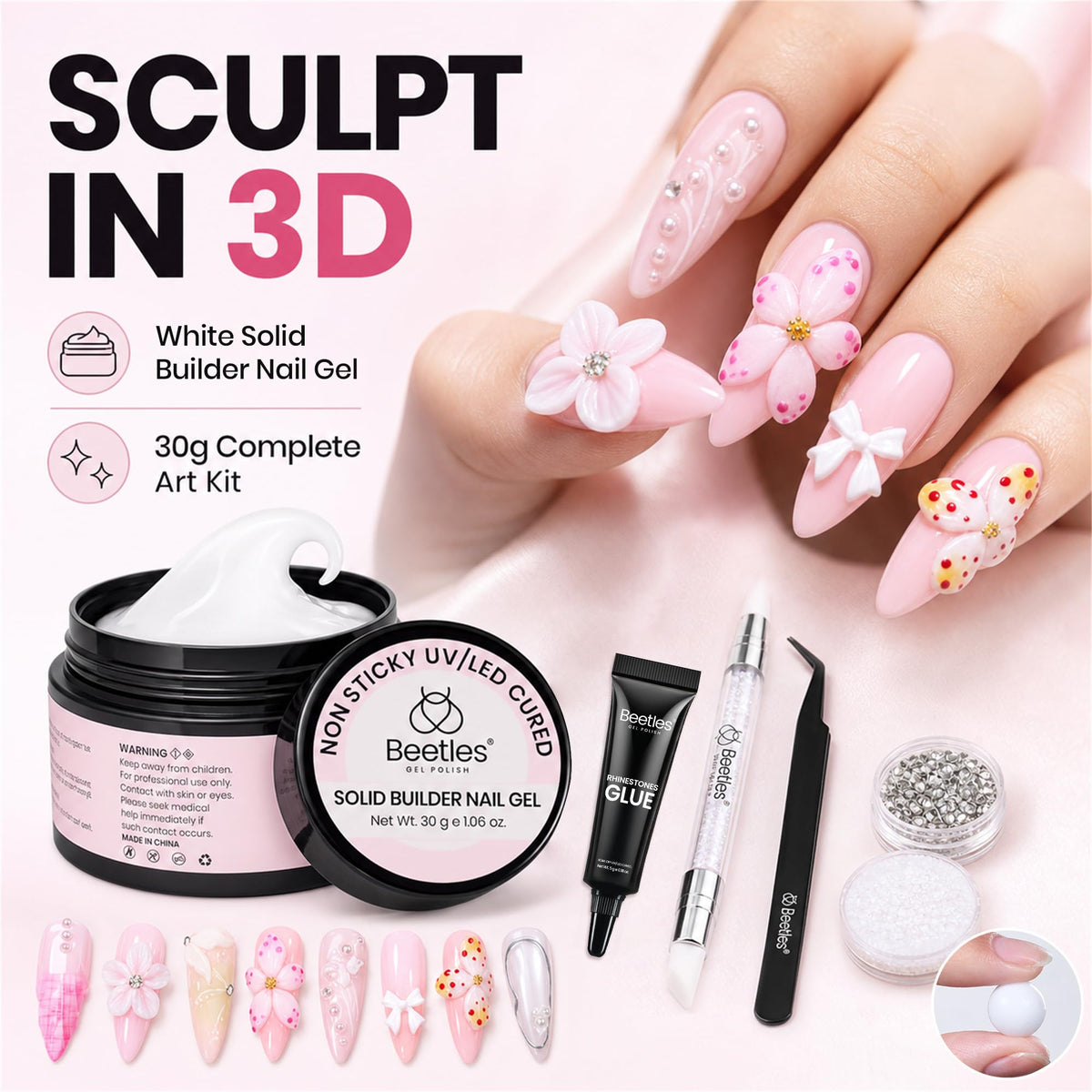 Gel à ongles 3D beetles en application sur un ongle