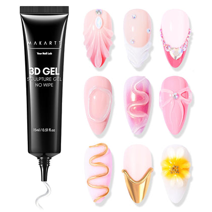 Gel à ongles 3D Makartt 15g avec tube à aiguille