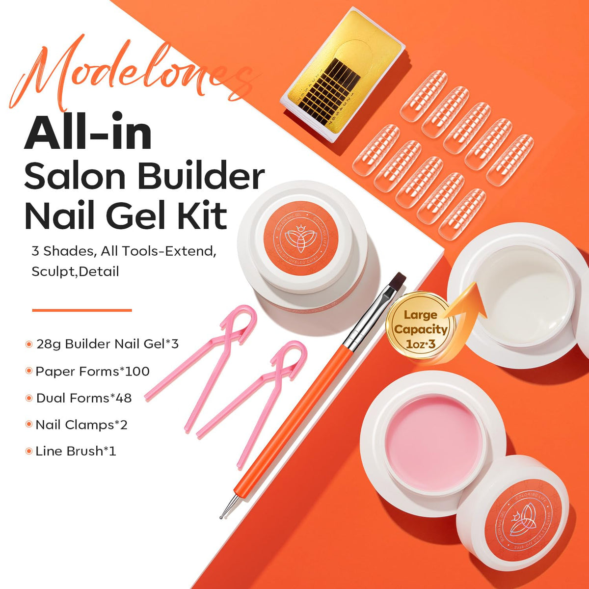 Gel à ongles builder modelones couleur rose 1oz