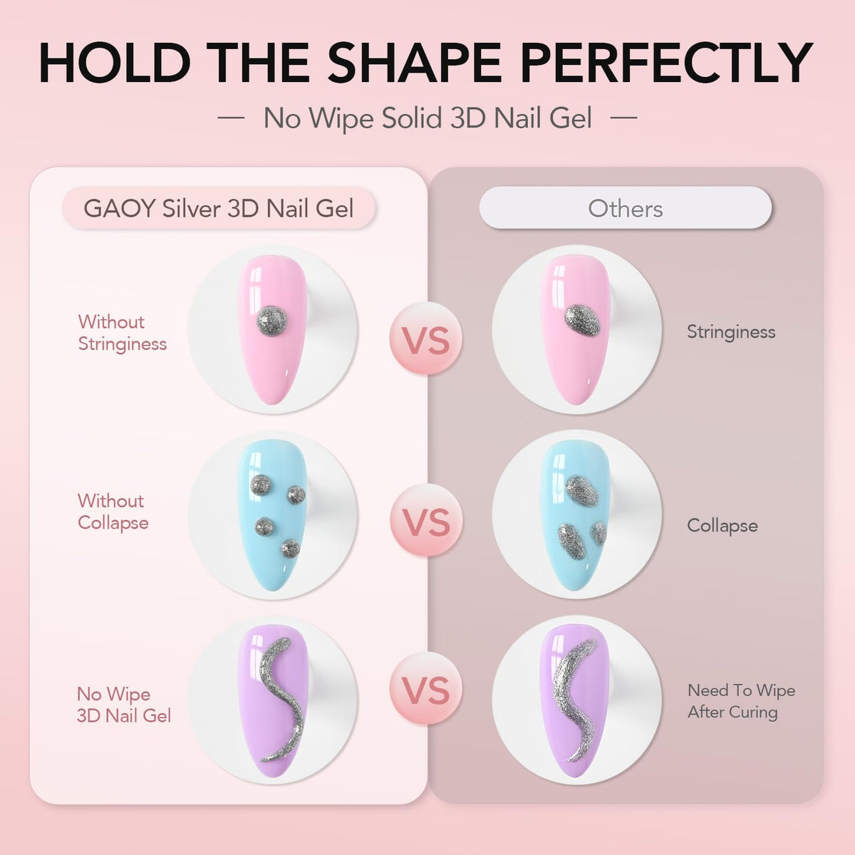 Gel à ongles GAOY 3D argent avec strass décoratifs