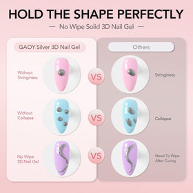Gel à ongles GAOY 3D argent avec strass décoratifs