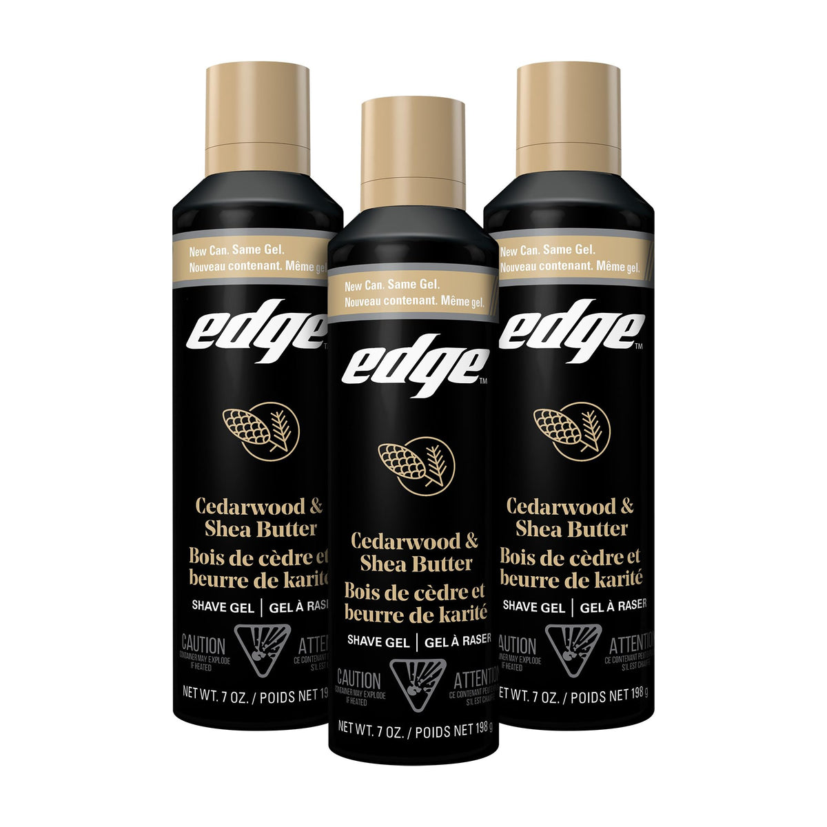 Gel à raser Edge 3 pack avec cèdre et beurre de karité