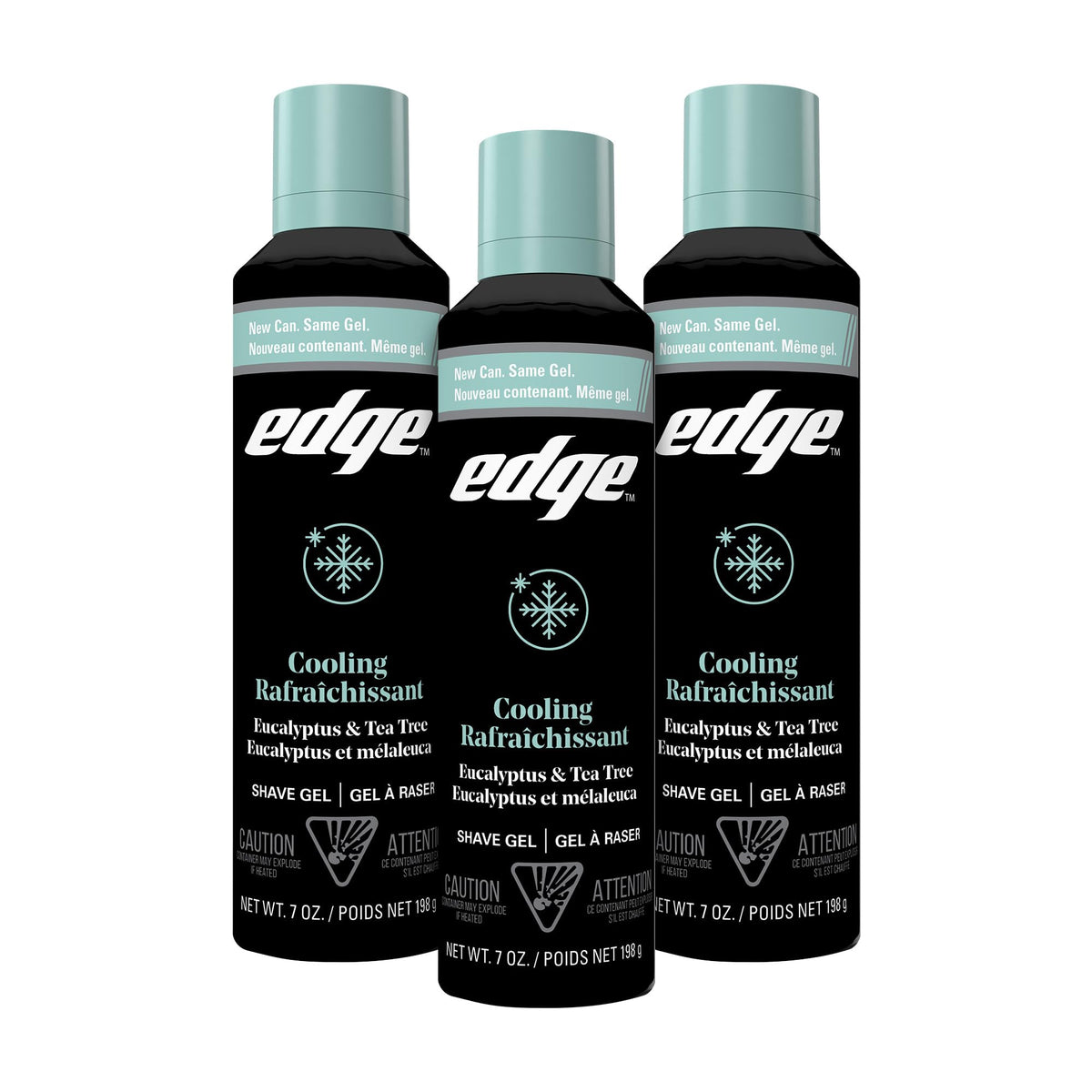 Gel à raser Edge pour hommes, 3 pack, eucalyptus et arbre à thé