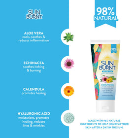 Gel après-soleil Sunburnt sur une serviette de plage
