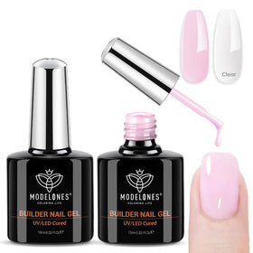 gel builder modelones transparent et rose 10ml avant application