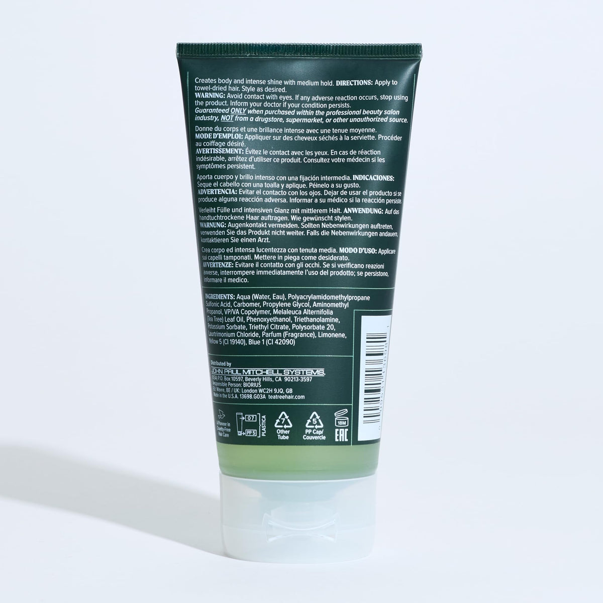 Gel coiffant Tea Tree 195g ouvert montrant le produit
