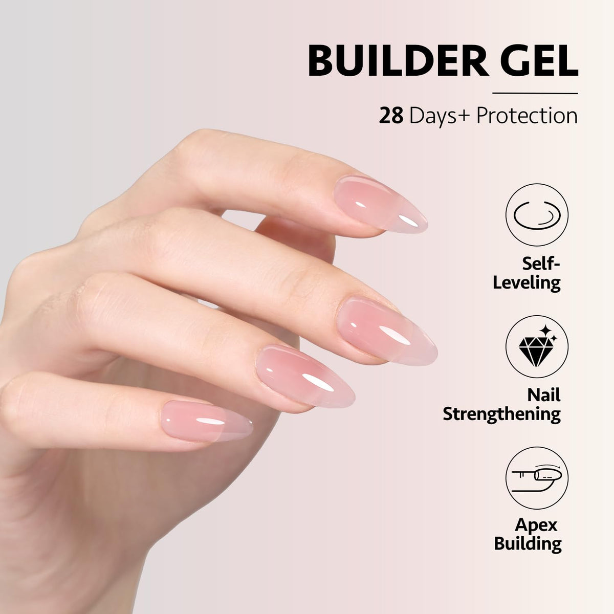 Gel constructeur GAOY en couleur nude sur un fond blanc