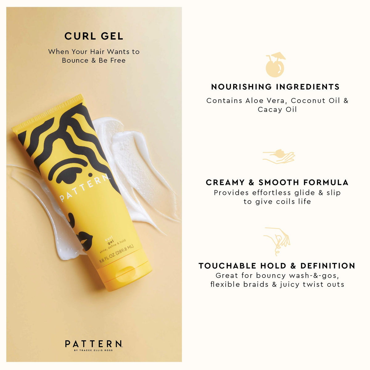 Gel Curl PATTERN 848g sur un fond de salle de bain