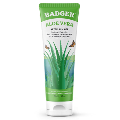 Gel d'Aloe Vera Badger 96% pur en tube, vue avant