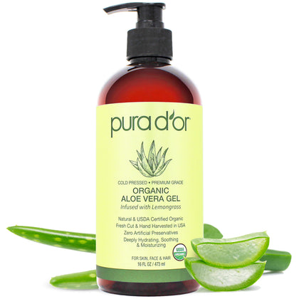 Gel d'Aloe Vera Bio PURA D'OR 16oz vue avant
