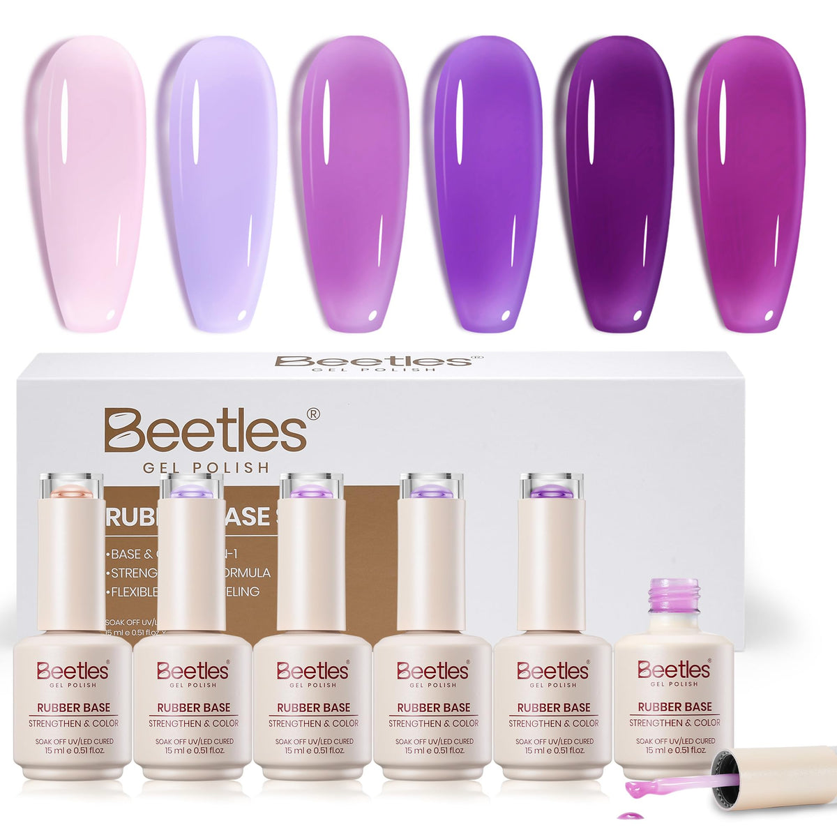 Gel de base caoutchouc violet beetles 15 ml vue de face