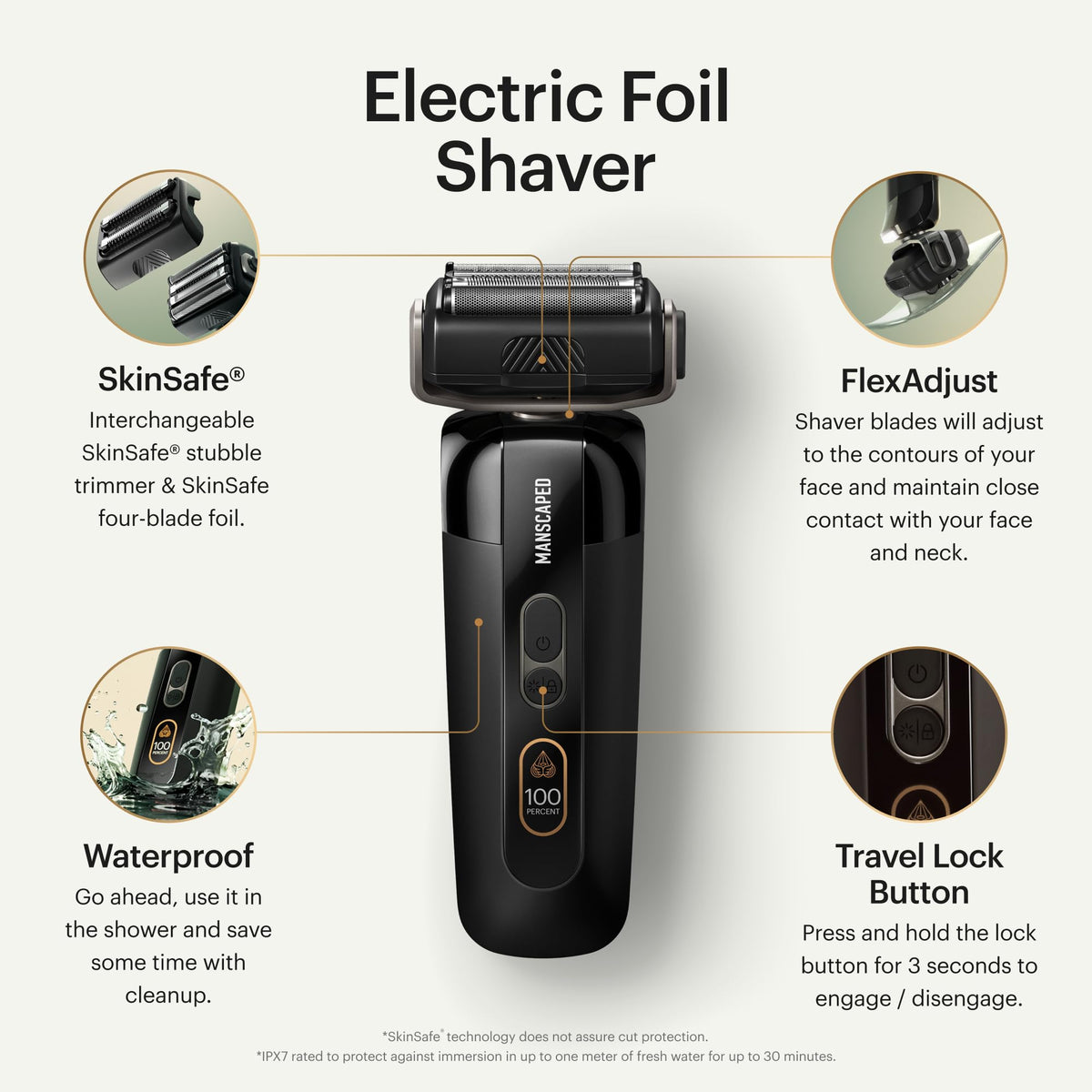 Gel de rasage Power Shave MANSCAPED sur fond blanc