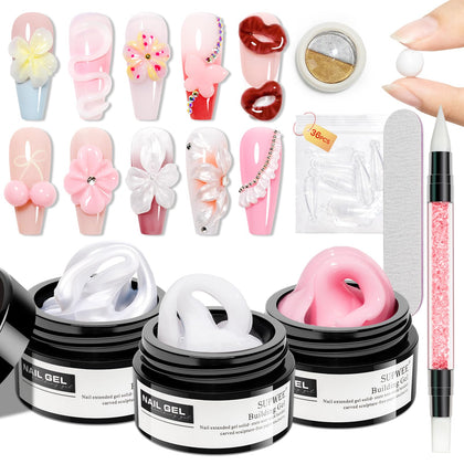 Gel de sculpture 3D SUPWEE blanc perle et rose, packaging avant