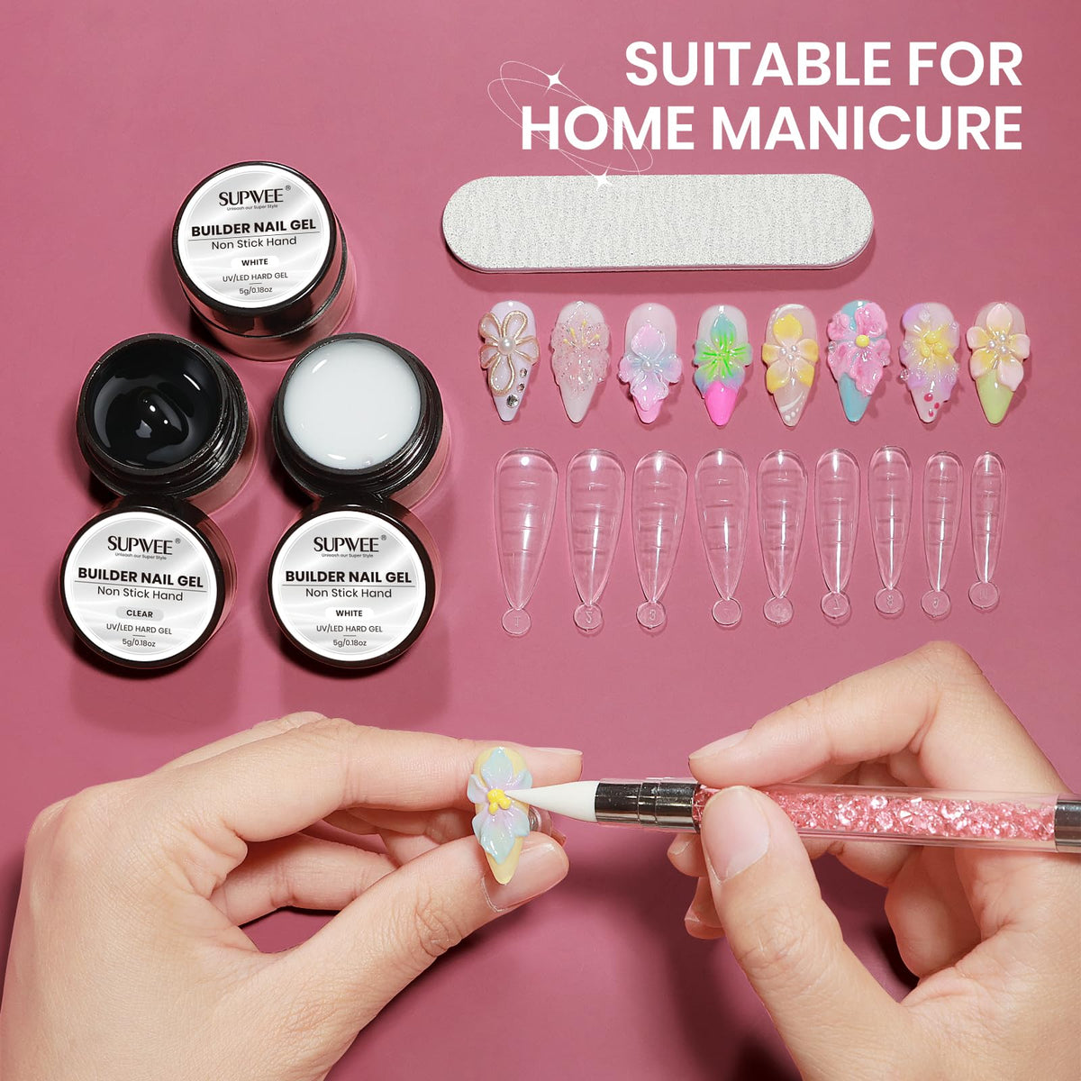 Gel de Sculpture 3D SUPWEE en utilisation, design d'ongles