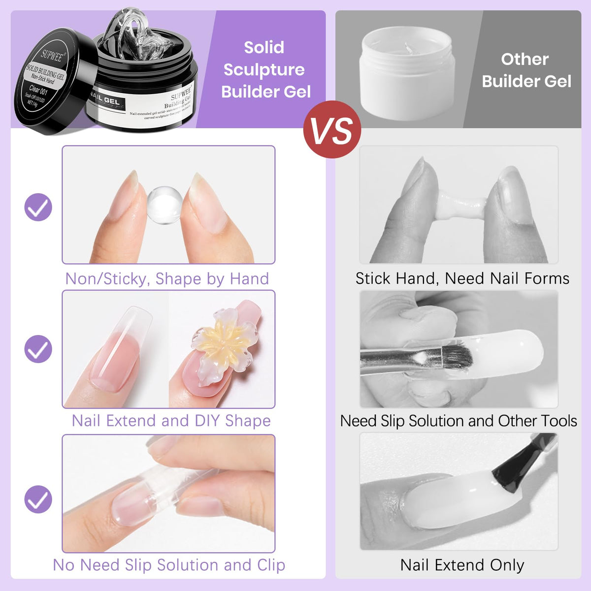 Gel de Sculpture Non Collant SUPWEE sur Table de Nail Art