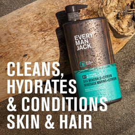 Gel Douche 3-en-1 Every Man Jack vue arrière avec instructions d'utilisation