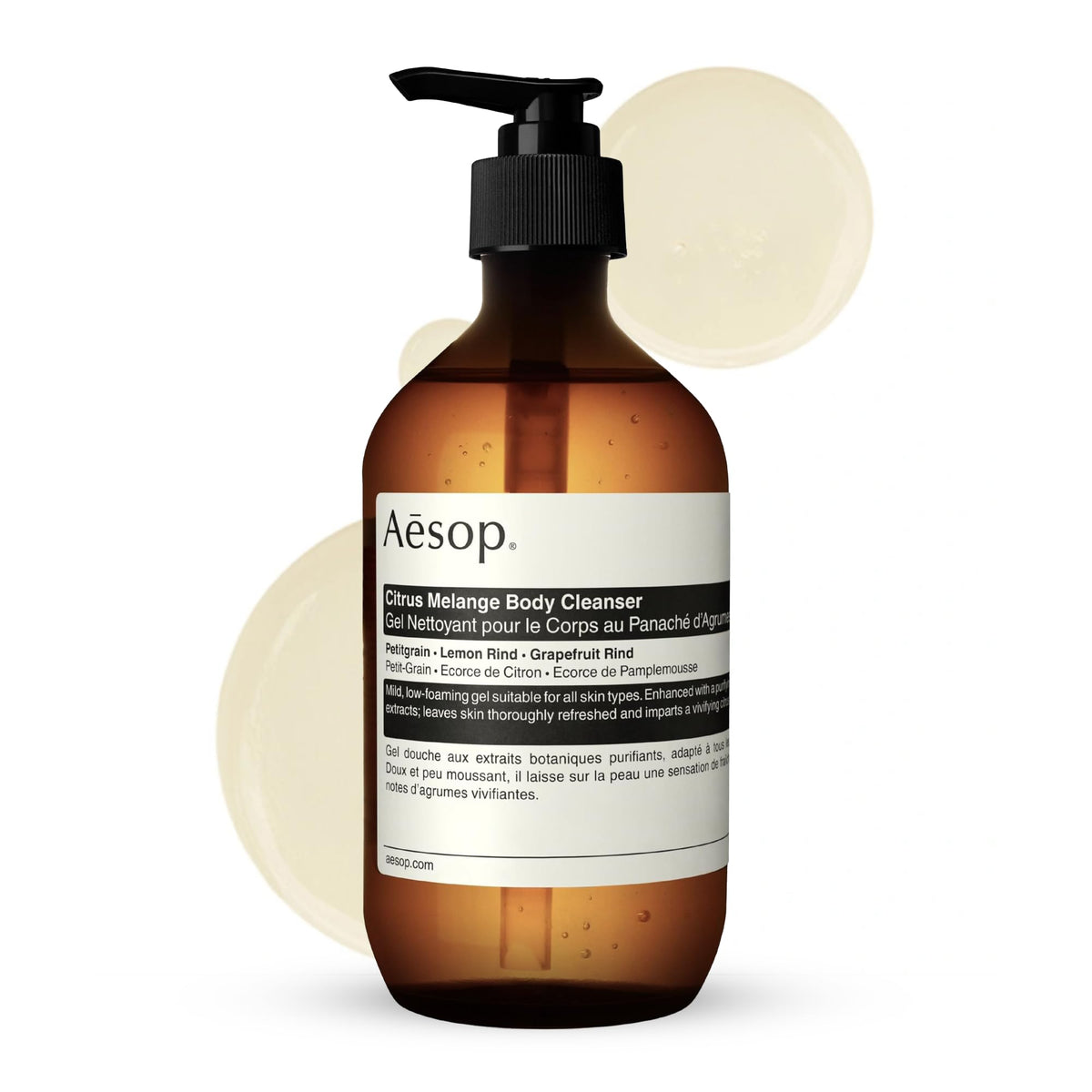 Gel douche Aesop Citrus Melange 500 mL sur fond blanc