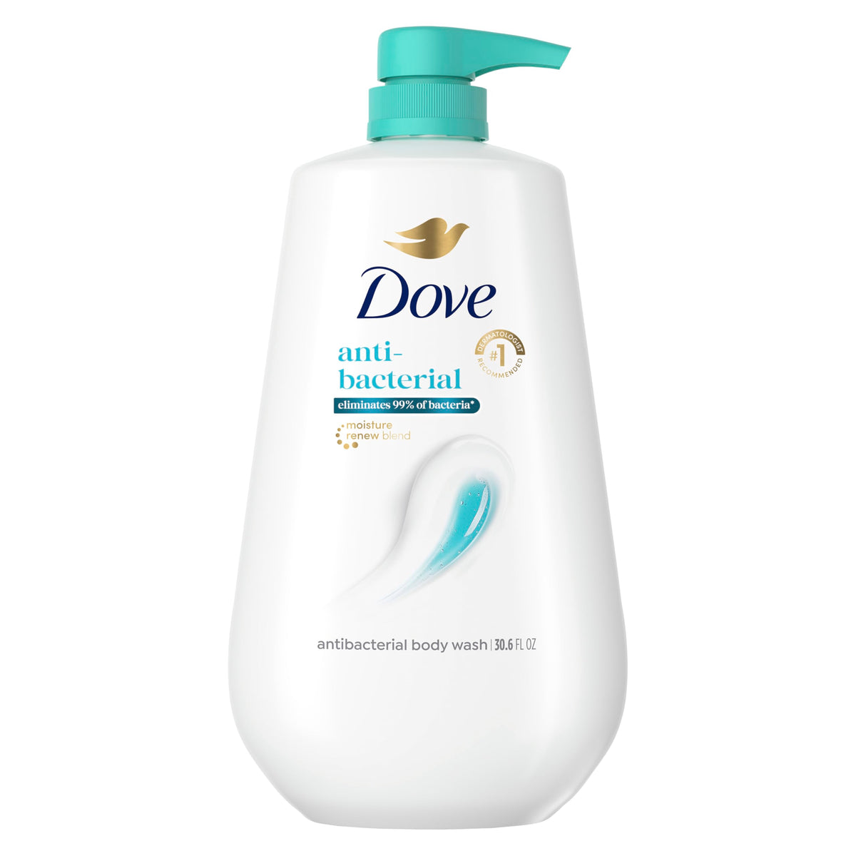 Gel douche antibactérien Dove 30,6 oz avec pompe vue avant