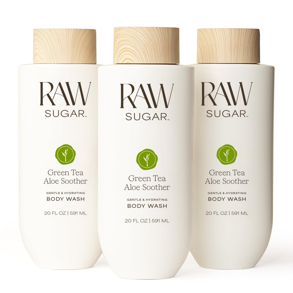 Gel douche apaisant RAW SUGAR Aloe Vera Thé Vert, vue avant