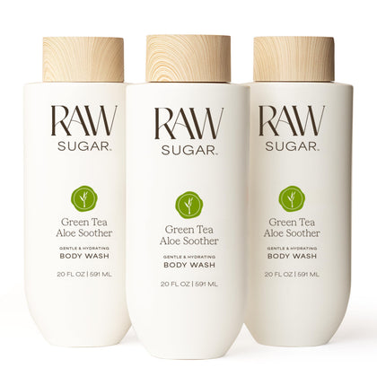 Gel douche apaisant RAW SUGAR Aloe Vera Thé Vert, vue avant