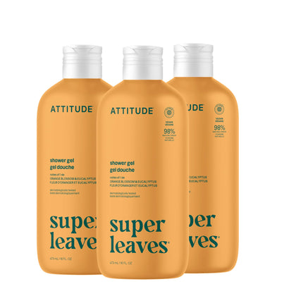 Gel Douche ATTITUDE 3 x 473 ml avec parfum orange fleur et eucalyptus