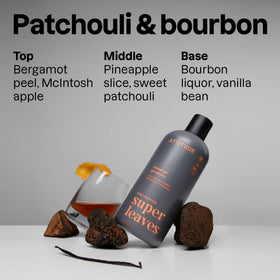Gel douche ATTITUDE avec notes de patchouli et bourbon, packaging arrière