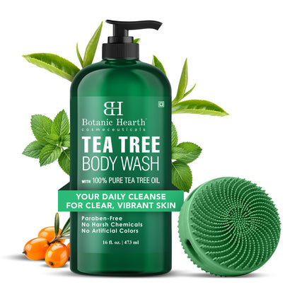 Gel douche au thé vert Botanic Hearth 473 ml avec brosse exfoliante