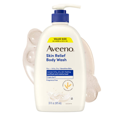 Gel douche Aveeno 33 fl oz avec complexe triple avoine, vue avant