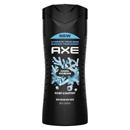 Gel douche AXE Cool Ocean 508g vue de face avec étiquette colorée