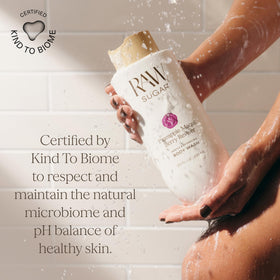 Gel Douche Caramel Vanille RAW SUGAR sur fond naturel