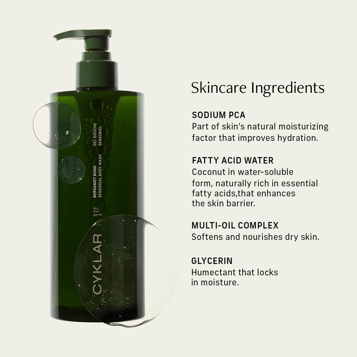 Gel douche CYKLAR sur une serviette de bain