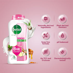 Gel douche Dettol 250ml sur une serviette