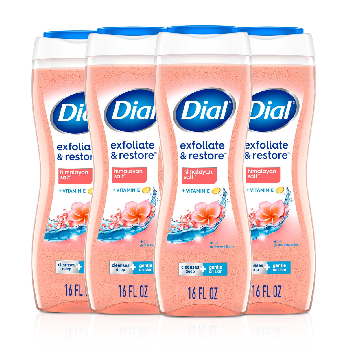 Gel douche Dial Exfoliate & Restore Sel de l'Himalaya 4-Pack vue avant
