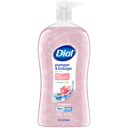 Gel douche Dial Pamper & Indulge Soie et Magnolia 32 Fl Oz vue avant