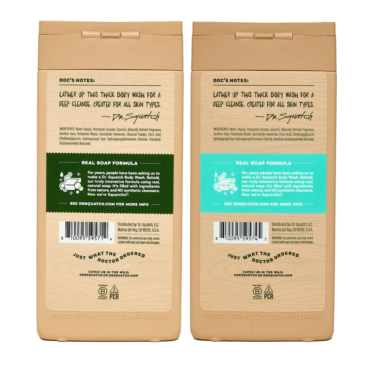 Gel Douche Dr. Squatch 14 oz avec mousse sur la peau