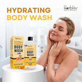 Gel douche éczema Herblov en utilisation dans une douche