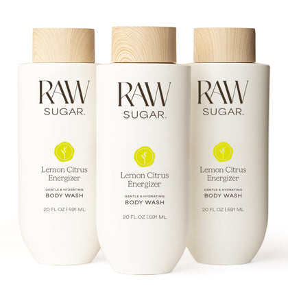 Gel Douche Énergisant au Citron RAW SUGAR 20 Fl Oz vue avant