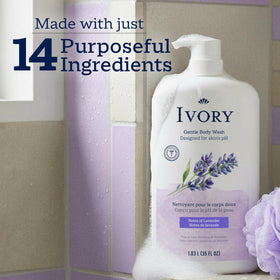 Gel douche Ivory 1L avec accessoires de bain