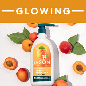 Gel Douche JASON avec ingrédients naturels en arrière-plan