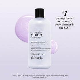Gel Douche Lavande philosophy avec lavande et baies en arrière-plan