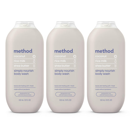 Gel douche Method 18 fl oz avec notes de noix de coco et beurre de karité
