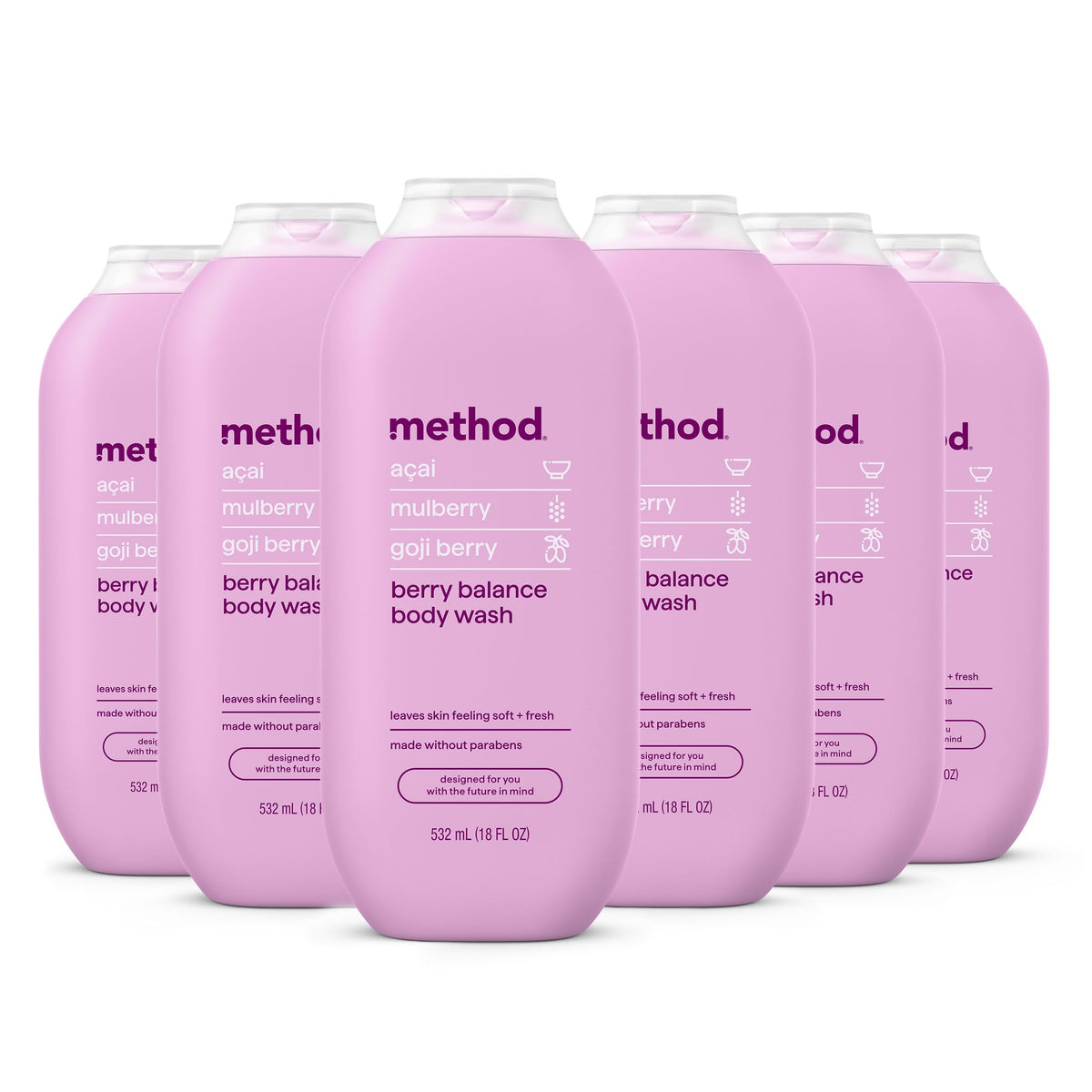 Gel douche Method Berry Balance pack de 6 flacons de 532 ml