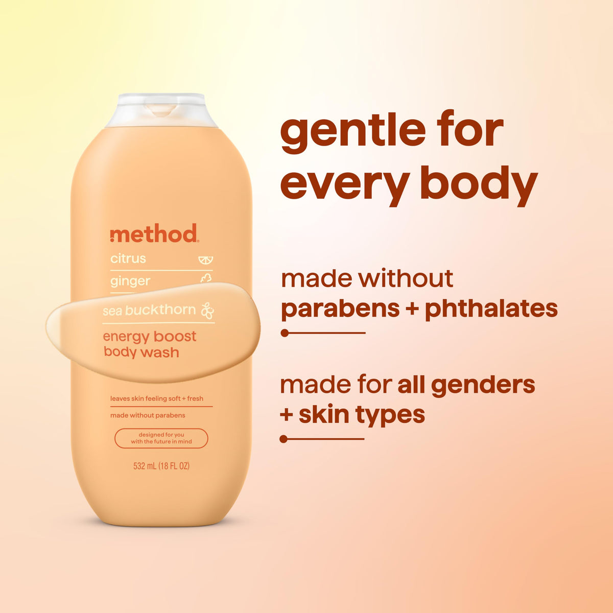 Gel douche Method Énergie 532 ml avec des bulles de mousse