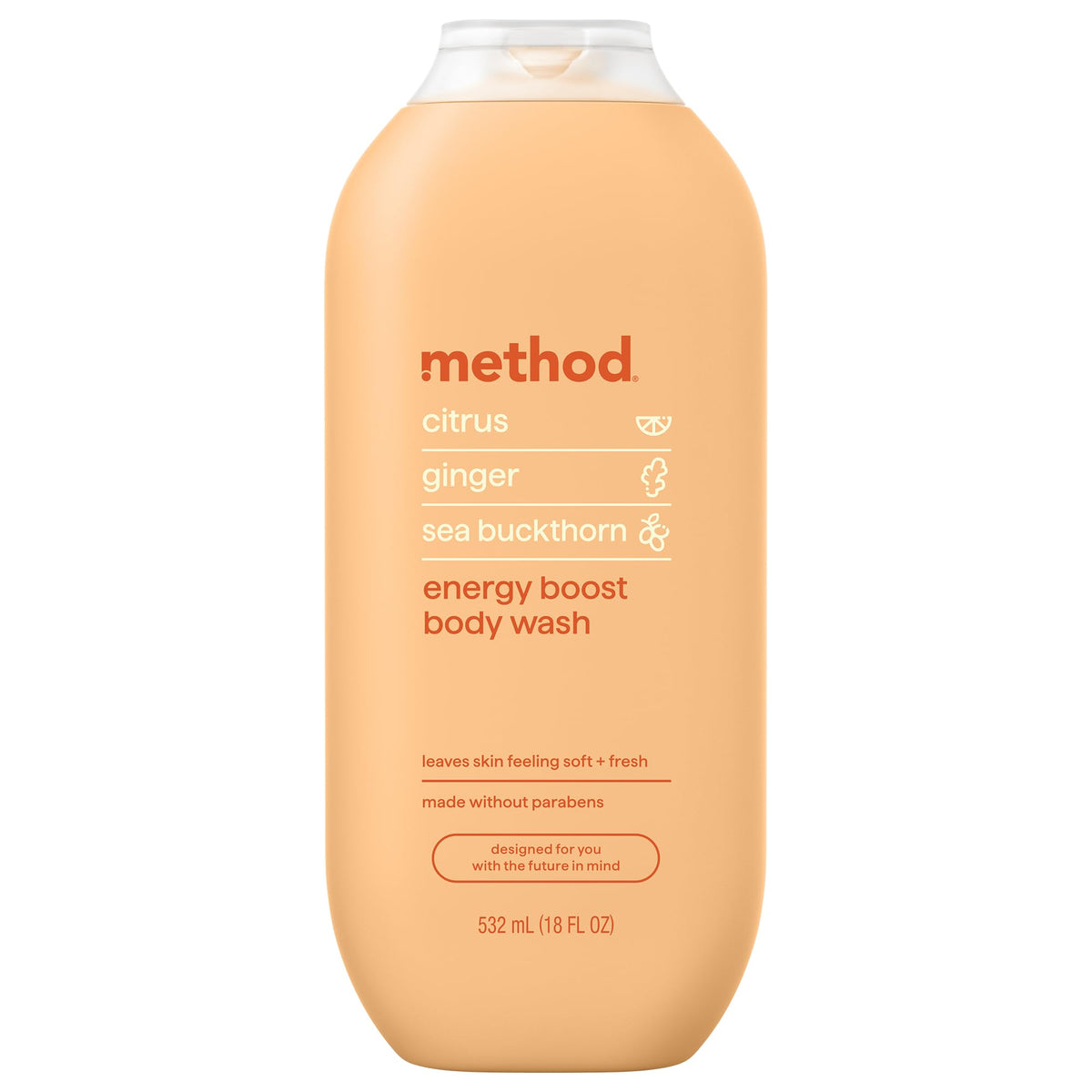 Gel douche Method Énergie 532 ml vue avant avec étiquette colorée