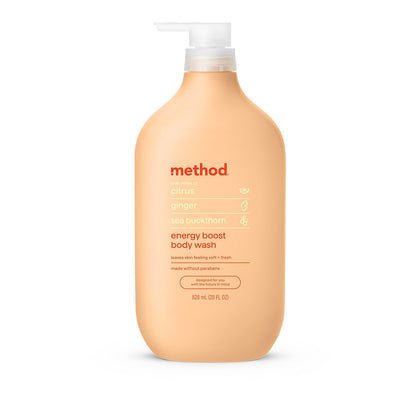 Gel douche Method Énergie 828 ml vue avant avec étiquette colorée