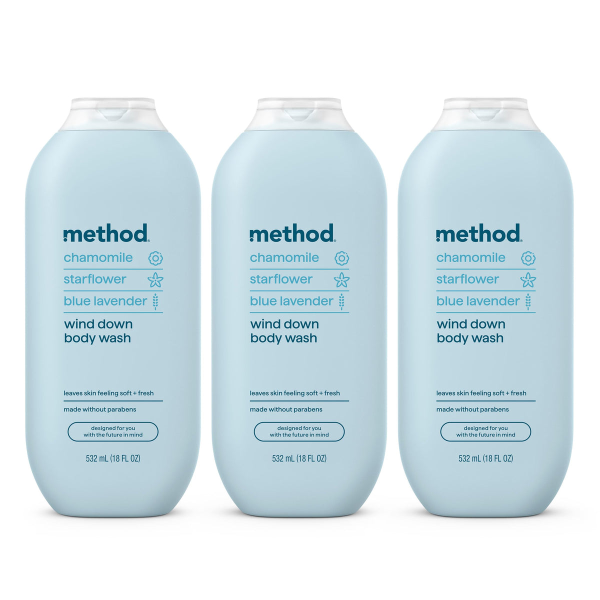 Gel douche Method Wind Down 532 ml vue avant avec étiquette