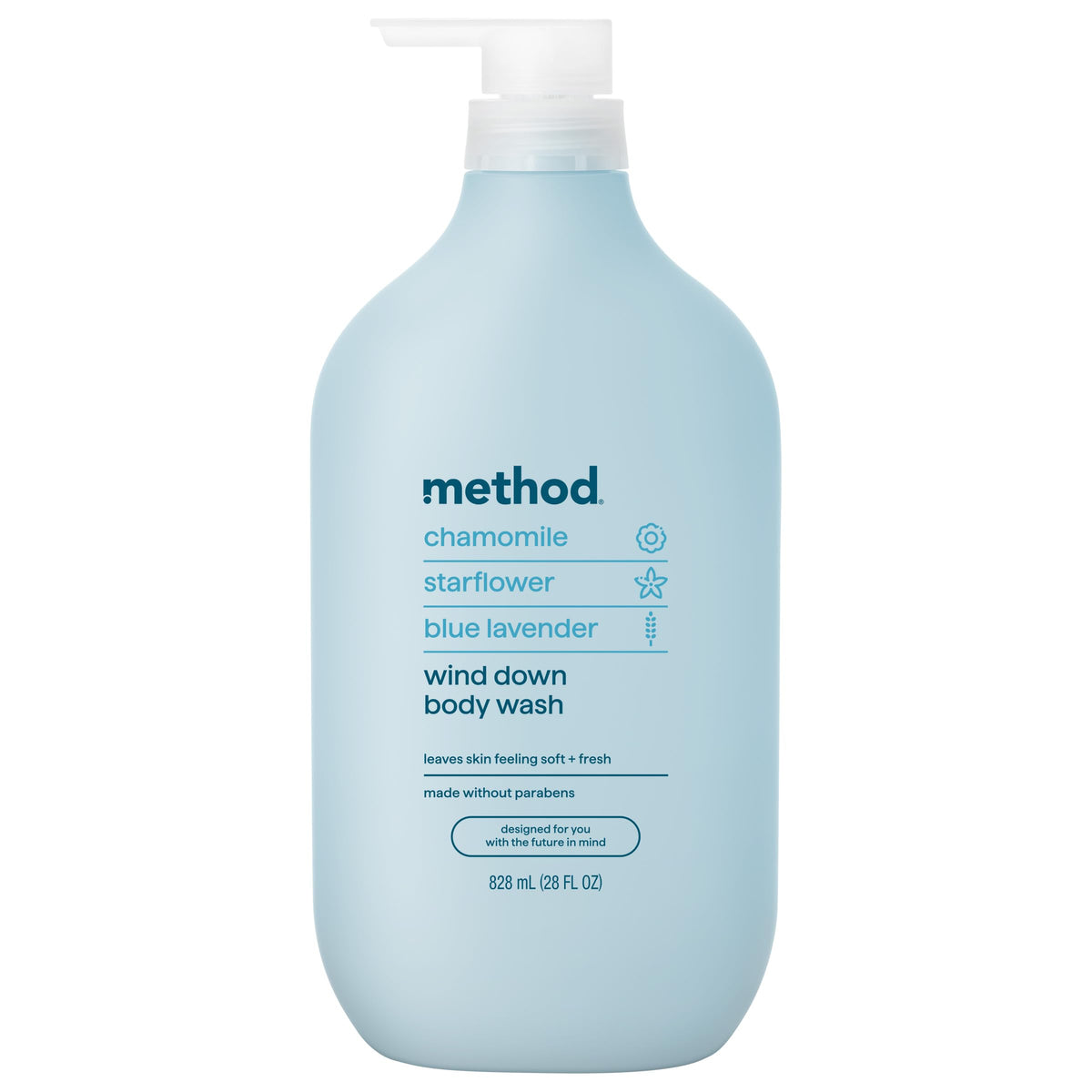 Gel douche Method Wind Down 828 ml vue avant avec parfum relaxant