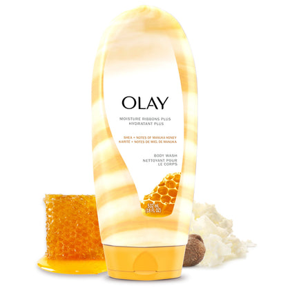 Gel douche Olay Moisture Ribbons Plus 590g vue avant avec étiquette