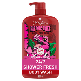 Gel douche Old Spice Raptorstrike 33,4 oz avec étiquette de produit